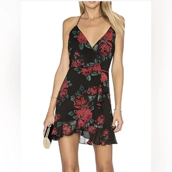 Lovers and friends women’s floral mini dress sleeveless flowy small red‎ black - Picture 1 of 3